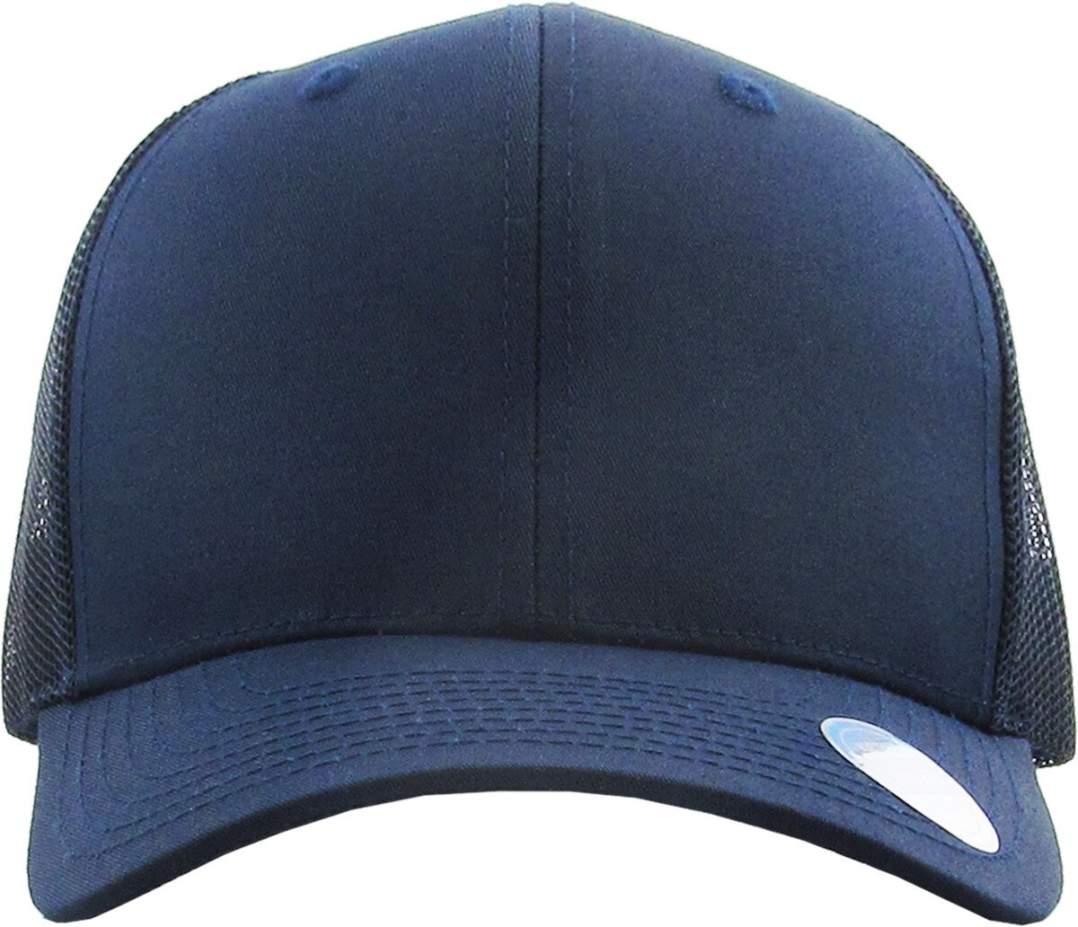 Navy Blue Classic 6 Panel Trucker Mesh Snapback Front View